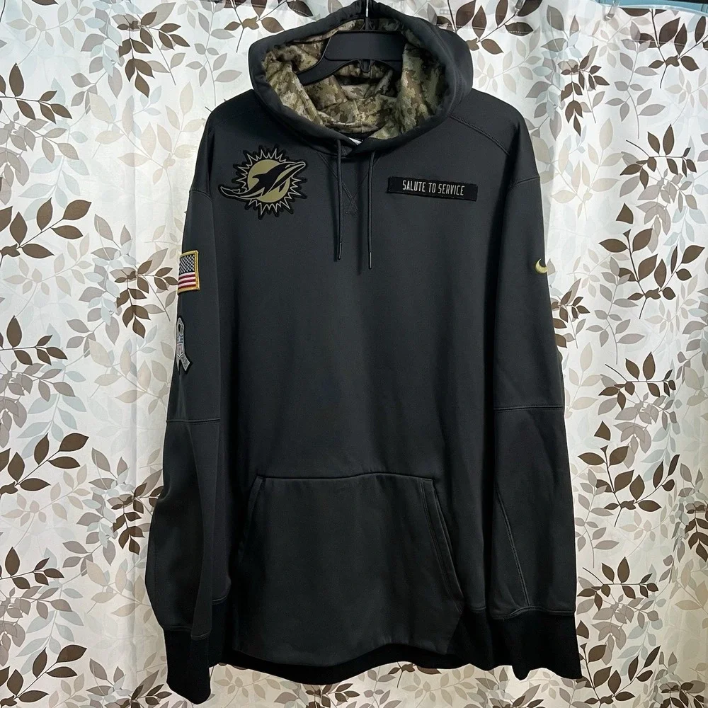 Nike Miami Dolphins Salute to Service NFL Hoodie XXL Fleece Lined Camo Therma